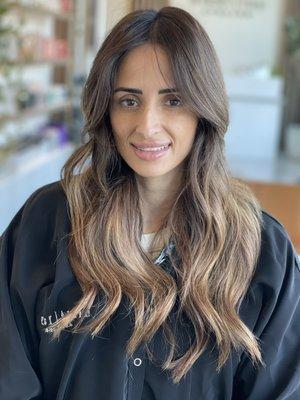 Hair cut long layers and style beach waves