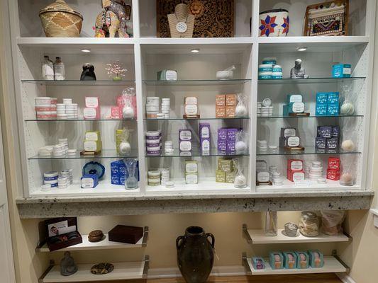 We carry Old Whaling Co. lotions, soaps, bath bombs, shower steamers and candles