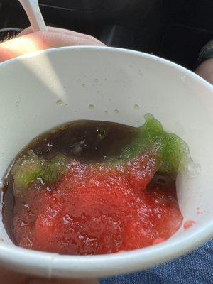 Not even a 1/4 way in the cup and the ice is swimming in syrup