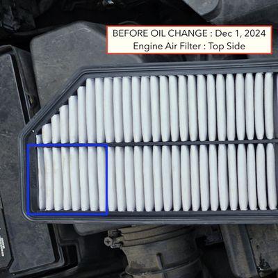 Before oil change (Dec 1, 2024). Engine Air Filter top side.