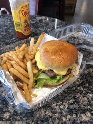 Burger + fries + drink for $10  It was crunchy, warm, and soft in the inside.