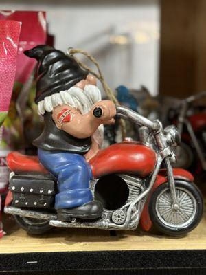 Biker gnome birdhouse