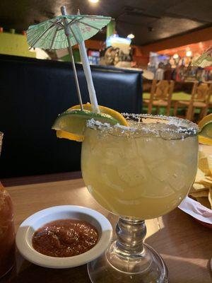 Texas Margarita has chips and salsa