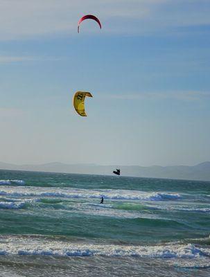 Kitesurfing on a windy day.   05 April 2021