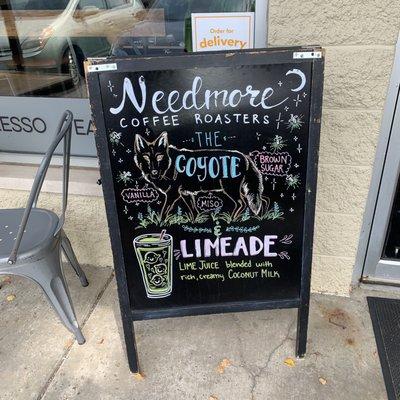 Needmore's outside coffee sign!