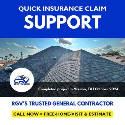 Hassle-free roofing claim support. Get quality repairs and financing options. We're here to help you navigate claims.