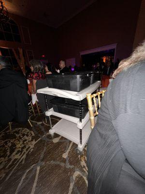 These plastic carts with bus tubs for dirty dishes\food plates were all over the floor the entire reception. Tacky!