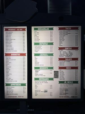 Drive thru menu board