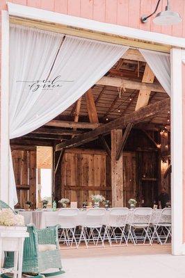 View of a wedding at our barn