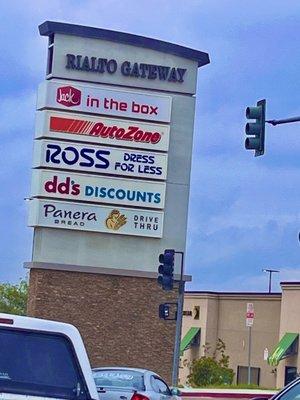 Towering signage along Riverside Ave.