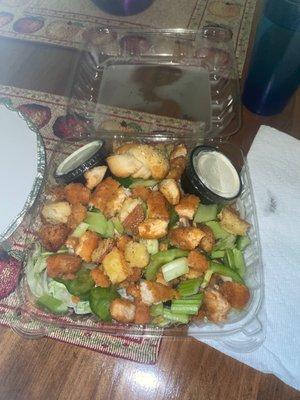 Yummy Buffalo Chicken Salad. Delivered to my door in 15 mins.