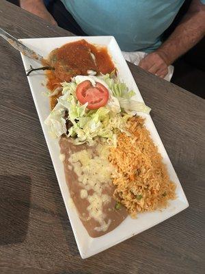 Rice, beans, salad came with the fajitas