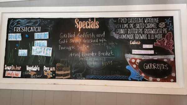 Chalkboard specials menu