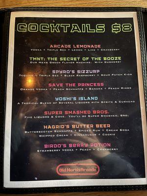 Cocktail menu