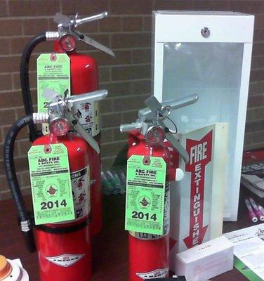 Fire extinguishers and cabinets