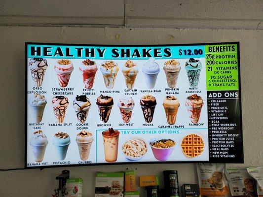 Menu of Shake options