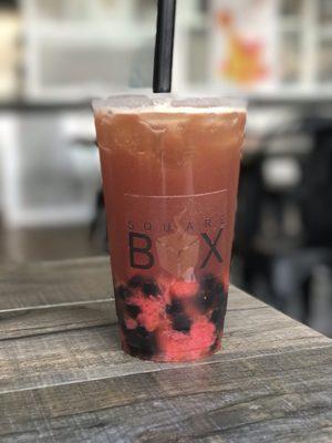 Pink Lady with black tea and boba added...