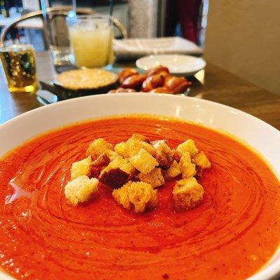 Tomato Soup and Pretzel Bites