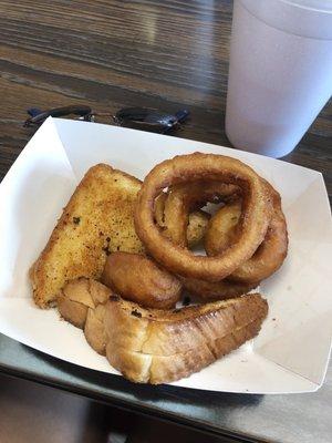 Grilled cheese and onion rings