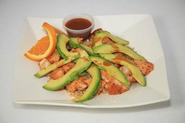 #49 from the menu..... BBQ Chicken Avocado Plate over Brown Rice