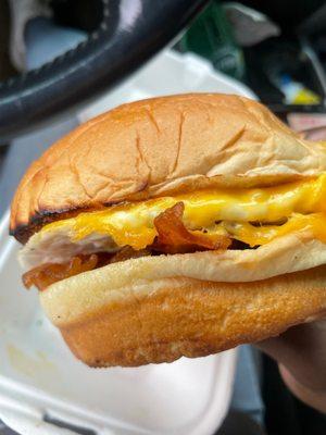 Bacon, egg and cheese breakfast sandwich