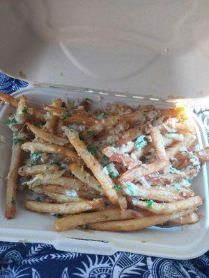 The most amazing ever Garlic Fries and they make their own ranch for dipping