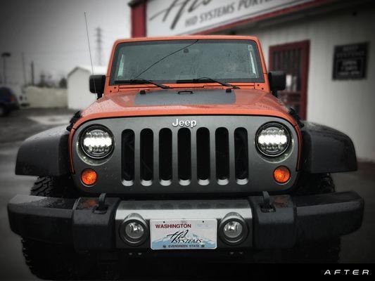 Jeep wrangler led headlight upgraded.