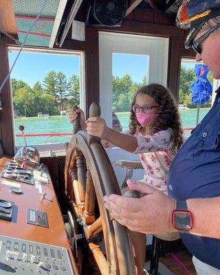 Captain let my daughter steer!   She loved it!!