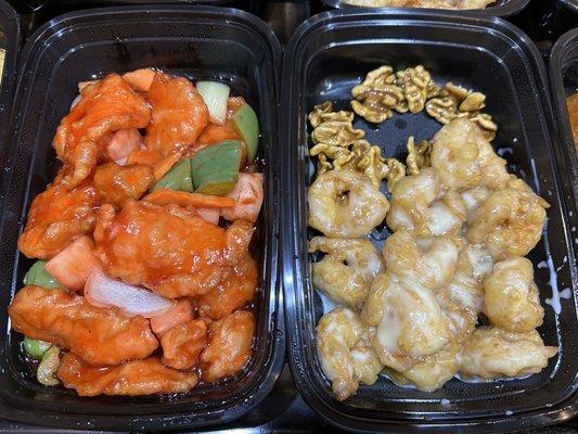 Sweet and Sour Fish and Walnut Prawns