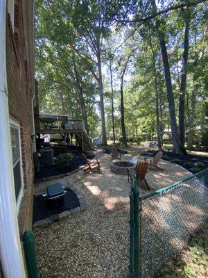 Brand new backyard fire pit area