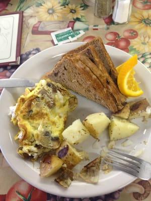 Omelet with baked potatoes