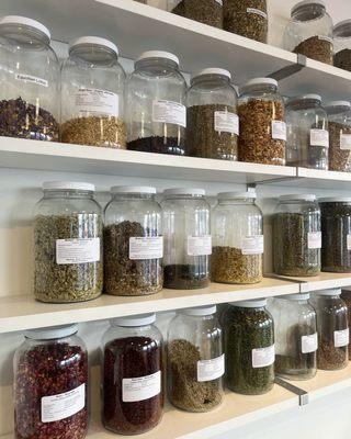 New bulk herb section in the shop.