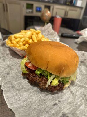 Classic Burger + American cheese + side of fries