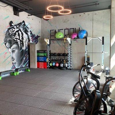 Private training space with high-end workout equipment.