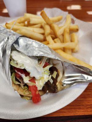 Gyro wrap with fries