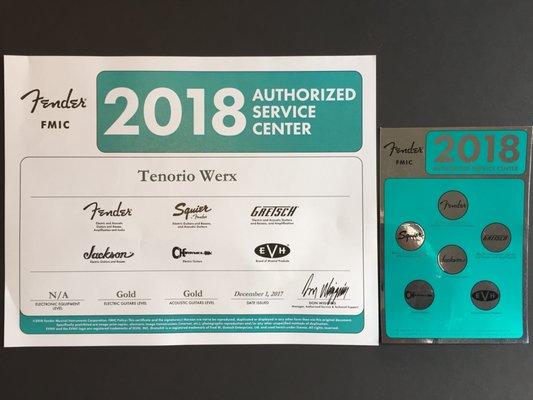 Fender Authorized Service Center -- Gold Level