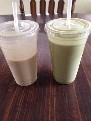 Here are 2 of their specialty shakes: peanut butter bomb on the left and chocolate mint ripped on the right. Both gluten free!