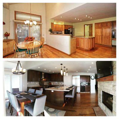 Kitchen before and after views