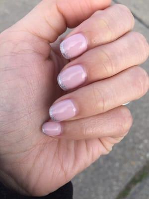 Gel Pink with metallic tips