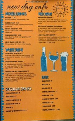 Drinks Menu