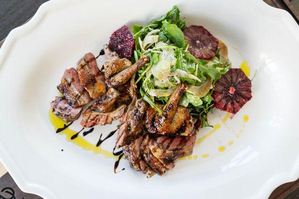 Grilled Squab & Blood Orange Fennel Salad