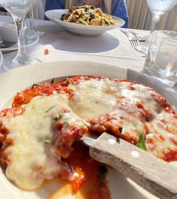 Veal Parmigiana and Scallops