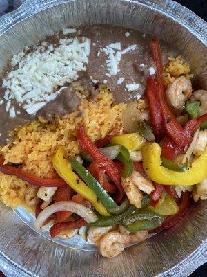 shrimp fajitas w rice n beans