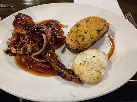 Boudin-stuffed pork chop. Kinda dry pork.