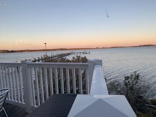 Another shot of the dining room and the dock and outdoor seating.