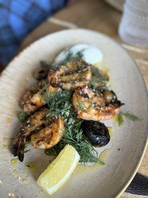 Harissa Grilled Shrimp Dill & quinoa tabbouleh, burnt onions