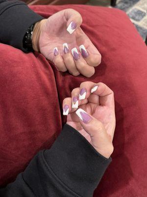 Pretty purple French combo nails