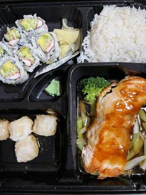 Salmon teriyaki bento box