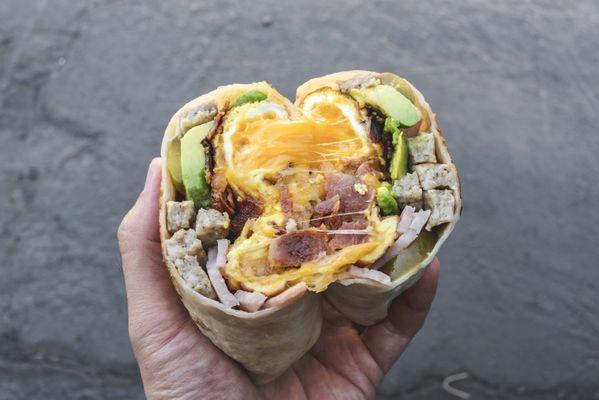 Meat Lovers Breakfast Burrito.