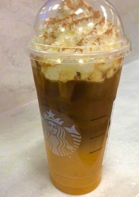 Iced Venti oatmilk upside down PSL pumpkin spiced latte